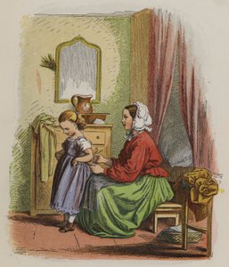 Madre che veste la sua giovane figlia da Oskar Pletsch
